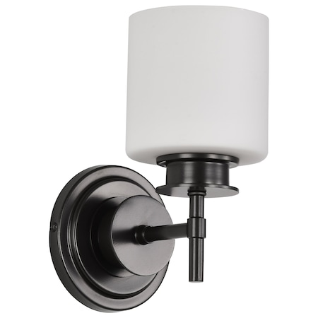 Nuvo Warren - 1 Light Vanity - Gun Metal with Satin White Glass 60/8031